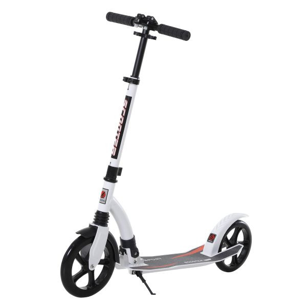 HOMCOM Kinderscooter Kickscooter mit Stoßdämpfung Tretroller Weiß 92,5 x 37,5 x 87-101,5 cm, AA1-072WT
