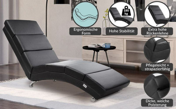 casaria Relaxliege London Schwarz Kunstleder, 106878, 4250525363234