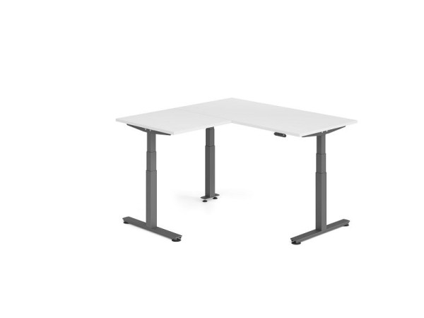 Hammerbacher Sitz-Steh-Winkeltisch 160x160cm Weiß/Graphit, VXDSMW1608/W/G