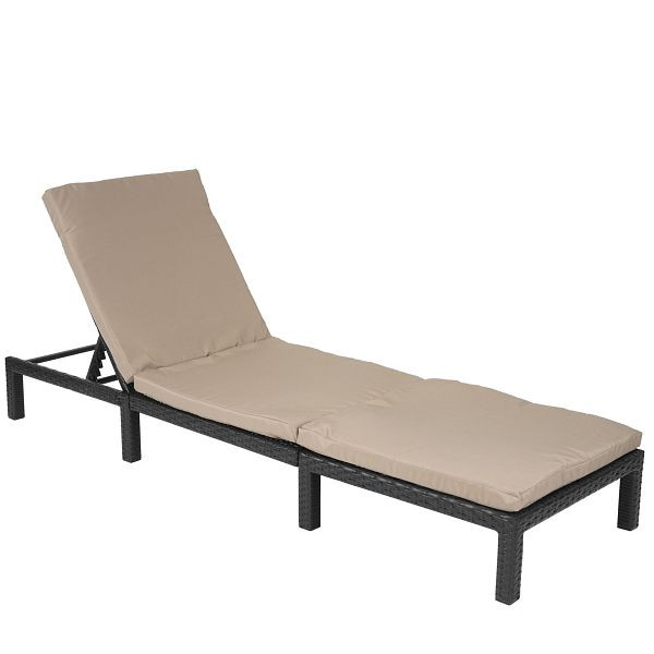 Mendler Poly-Rattan Sonnenliege HWC-A51, Relaxliege Gartenliege Liege, Basic anthrazit, Kissen creme, 59605