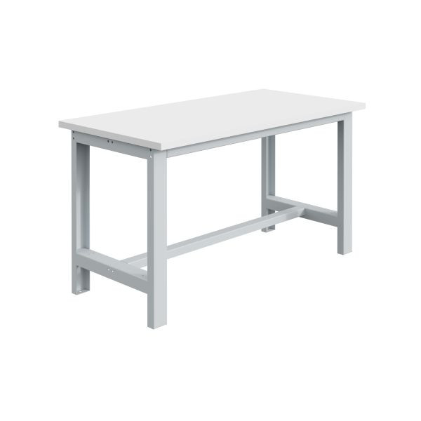 SOFAME SI Werkbank, B 2000 x T 750 x H 828mm, Melamin-Arbeitsplatte 28 mm, Lichtgrau RAL 7035, W010010600GC