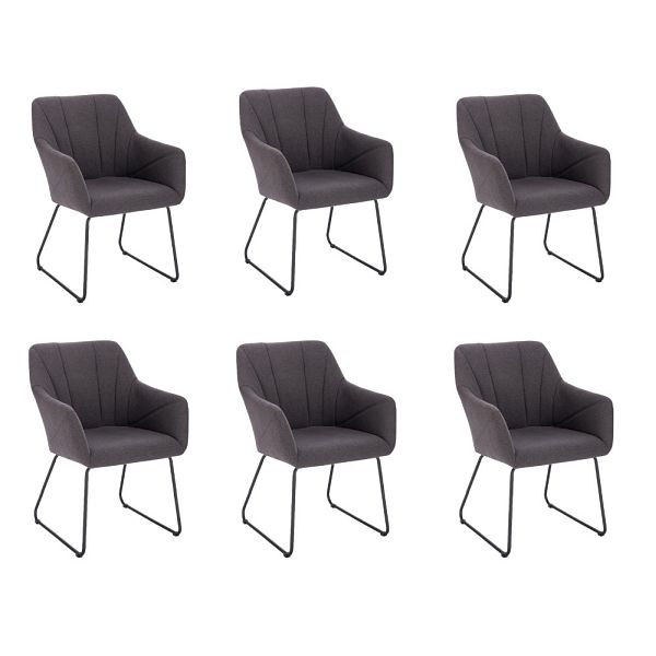 HOME DELUXE Armlehnenstuhl 6er Set PAKU – Webstoff Anthrazit, 50882