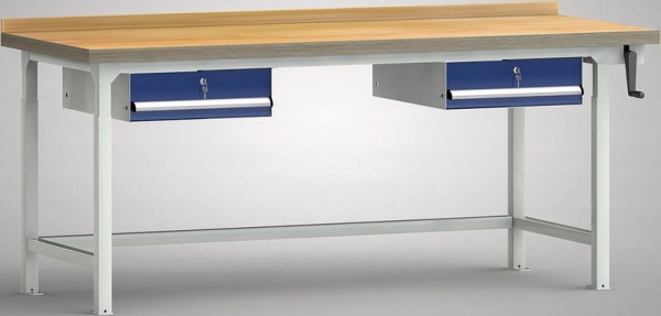 KLW Hydraulik-Profi-Werkbank - 2000 x 800 x 750 - 1050 mm L x T x H, rechts & links 1 Einzelschublade 150 mm Fh-EA, WPHL01-20M45-E3D03