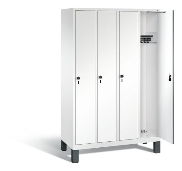 C+P Garderobenschrank Evolo, H1850xB1190xT500mm, Farbe: Verkehrsweiß / Dekor Weiß, 48010-40 S10760