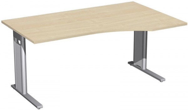 geramöbel PC-Schreibtisch rechts starr, C Fuß Blende optional, 1600x1000x720, Ahorn/Silber, N-648311-AS