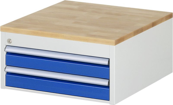 RAU Schubladenschrank Serie 7000, B580 x T650 x H285 mm, Buche-Massiv-Arbeitsplatte, Schubladen: 2xH90 mm, 13-L1.3A-B.11