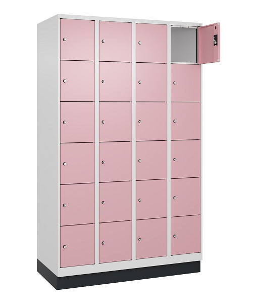 C+P Schließfachschrank Evolo PLUS, mit Sockel, 24 Fächer, 1950x1200x500mm, 9016/3015 Hellrosa, 049020-406 S10018