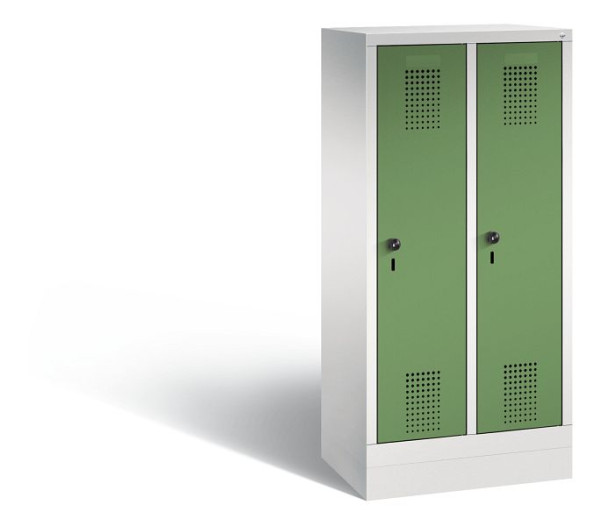 C+P Kindergarten-Spind Evolo, 2 Abteile, H1300xB610xT300 mm, Grau/Resedagrün, 480203-20 S10078