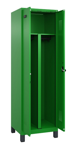C+P PSA Schwarz-Weiß-Spind Evolo PLUS, mit Füßen, 2 Abteile, 1950x600x500mm, 60, Drehriegel, 049012-20P S10026