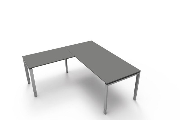 Kerkmann Schreibtisch, B 1800 x T 800 x H 680-820 mm mit Anbautisch, Form 5, Farbe: Grafit, 11418512