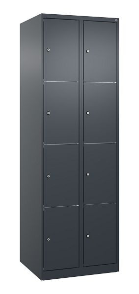 C+P Schließfachschrank Classic PLUS, 2 Abteile mit je 4 Fächern, 1850x600x500mm, 7016/7016, 080000-204 S10010