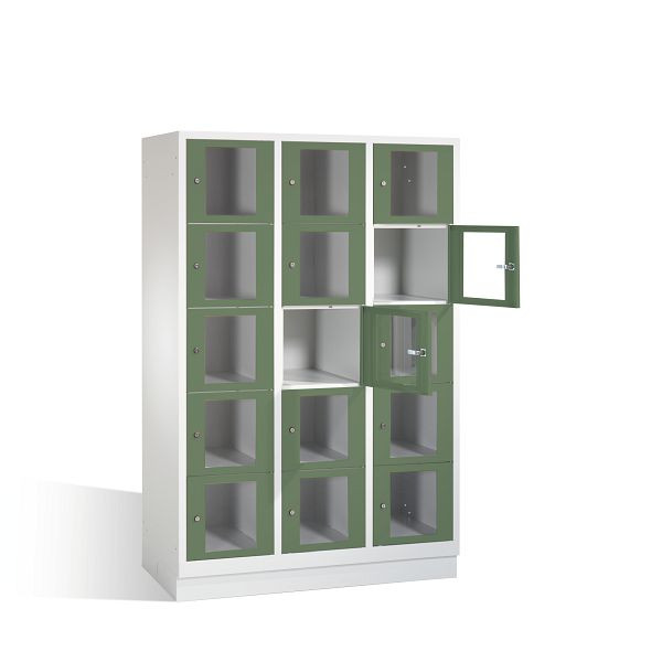 C+P Schließfachschrank Classic, H1800xB1200xT500mm, Farbe: Lichtgrau / Resedagrün, 8020A325 S10004