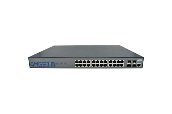 AMG Systems Managed Switch, 24 x 1GBT RJ45, 4 x 100/1000/10GFX SFP Slot mit 2 Netzteilen, AMG510-24G-4XS-RP