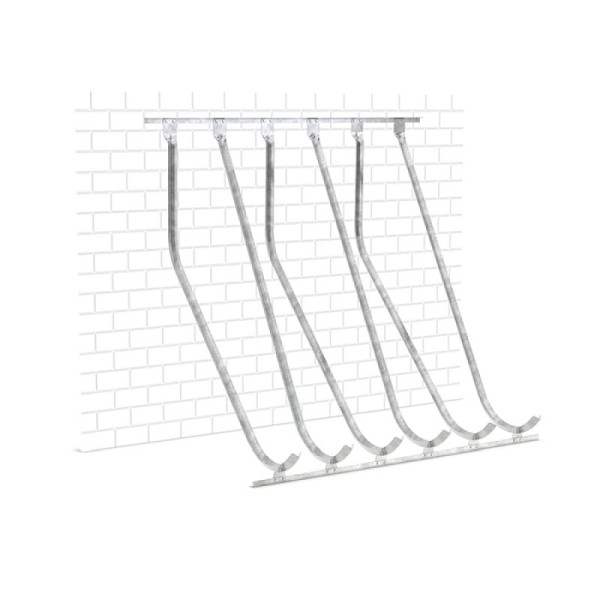 Stein HGS Fahrradparker/Schräghochparker -Barcelona-, einseitig, 6 Einstellplätze /2100mm, zur Wandbefestigung, 10880