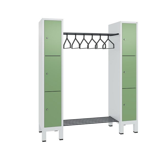 C+P Garderobe Evolo, 6 Fächer, H1850xB1591xT500 mm, Lichtgrau/Resedagrün, 48406-00 S10291