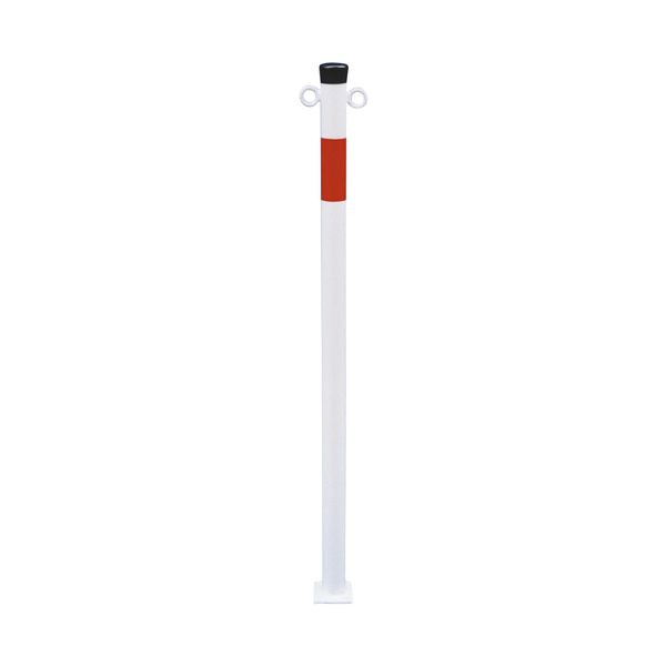 Schake Absperrpfosten Stahlrohr Ø 42 x 2,5 mm ortsfest für Dübel Befestigung, feuerverzinkt und weiß beschichtet, mit 2 Ösen, 4042PB/2
