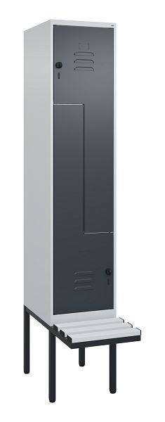 C+P Z-Spind Classic PLUS, Bank, 2 Abteile, 2120x400x815mm, 7035/7016, Drehriegel, 0800437-122 S10038