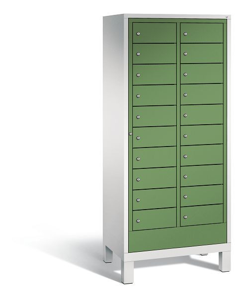 C+P Wäsche-Sammelschrank Evolo, 2 Abteile, H1850xB810xT500 mm, Grau/Resedagrün, 48060-210 S10025