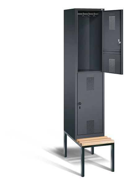 C+P Spind doppelstöckig Evolo, H2090xB420xT815mm, Farbe: Schwarzgrau, 48350-12 S10068