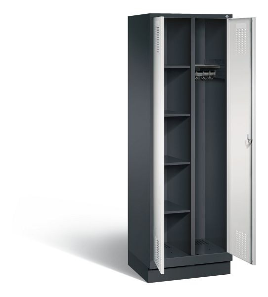 C+P Putzmittel-Spind Evolo, H1800xB610xT500mm, Farbe: Schwarzgrau / Lichtgrau, 48160-20 S10082