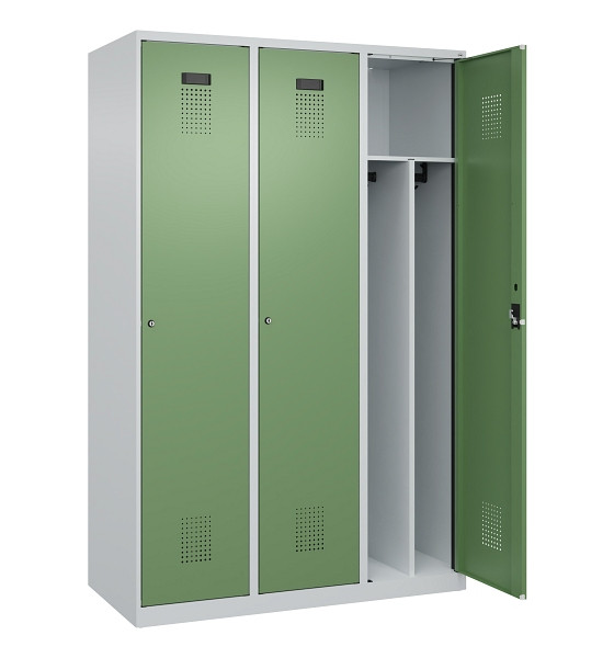 C+P Spind Evolo PLUS, 3 Abteile, 1850x1200x500mm, 7035/6011, Verschluss Zylinderschloss, 049000-32F S10037