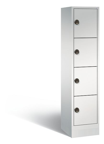 C+P Stahl-Ladeschrank Evolo, 4 Fächer, H1800xB420xT500 mm, Lichtgrau, 48020-1204EB S10026