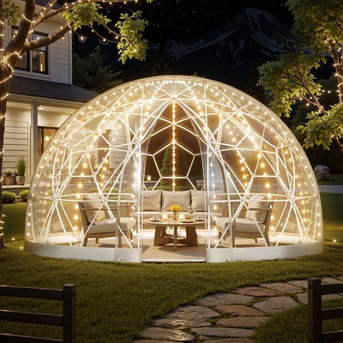 VEVOR transparentes PVC-Iglu-Gartenkuppel 3,6x2,2 m für 4–7 Personen, mit Fenster, für Hinterhof, Terrasse, Camping, Party, TMXKZP12YCPV91GAO001V0