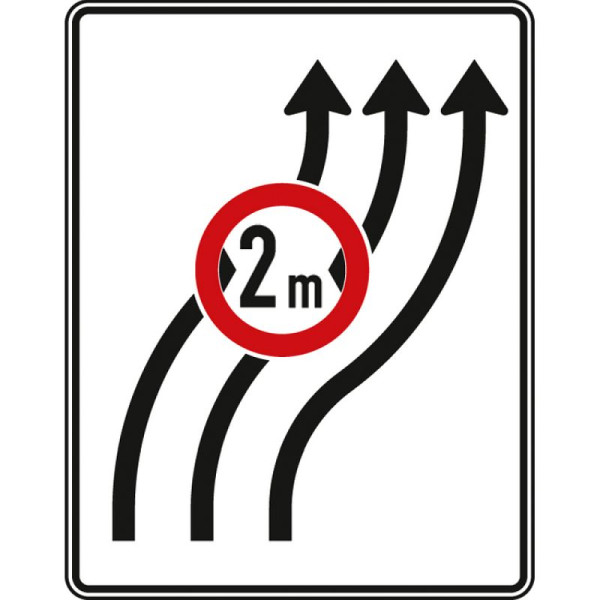 Stein HGS Verschwenkungstafel ohne Gegenverkehr dreistreifig nach rechts, Nr. 515-22, RA1/Flachform 2mm, ohne Entfernungsangabe, 1600x1250mm, 515-22-111