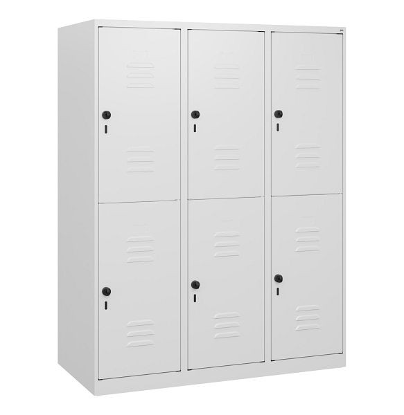 C+P Doppelstöckiger Spind Classic PLUS, 3 Abteile, 1530x1200x500mm, 9016/9016, Drehriegel, 0803005-32 S10012