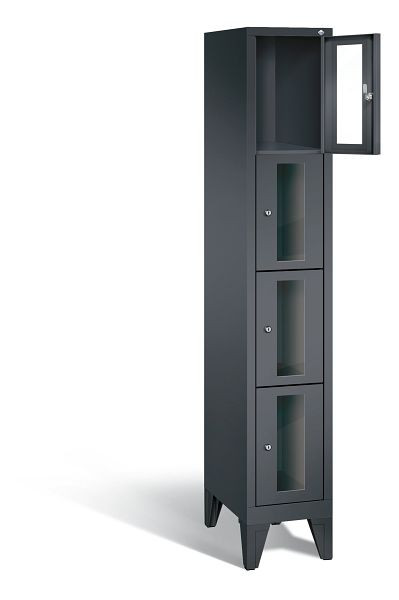 C+P Schließfachschrank Classic, H1850xB320xT500mm, Farbe: Schwarzgrau, 8010A104 S10014