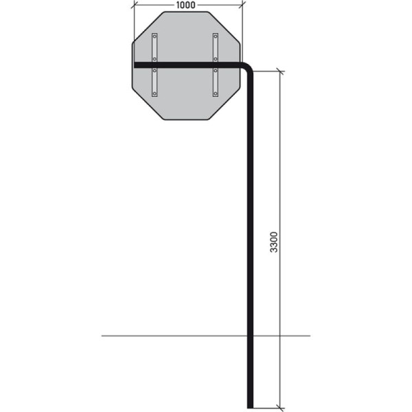 Stein HGS Ausleger-Rohrpfosten mit Standrohr, 1000 mm, 3250 mm, 2200 mm, alp1603