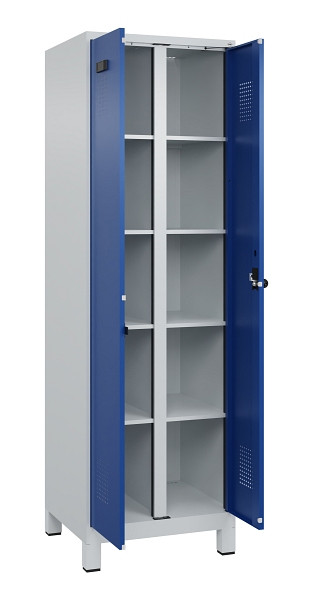 C+P Wäsche-Spind Evolo PLUS, mit Füßen, 2 Abteile, 1950x600x500mm, 7035/5010, Verschluss Drehriegel, 049012-20B S10006