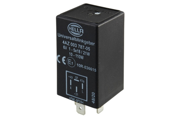 HELLA Blinkgeber - 6V - 4-polig - Anbau/gesteckt - elektronisch - mit Halter, 4AZ 003 787-051