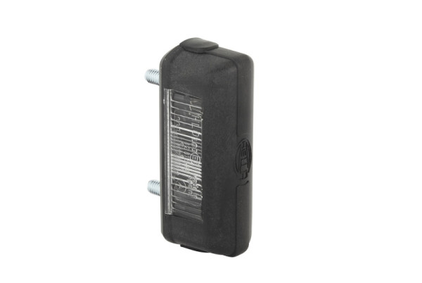 HELLA Kennzeichenleuchte, Halogen, 12/24V, geschraubt/Anbau, Scheibenfarbe: glasklar, Flachstecker, rechts/links/außen/hinten, 2KA 001 389-101
