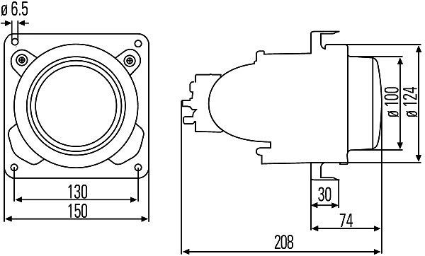 HELLA DE/Halogen-Scheinwerfereinsatz, Fernscheinwerfer, 24V/flach, Einbau, ECE-R112/ECE-R8/E1 549, flache Scheibe, rechts/links, 1KL 007 834-067