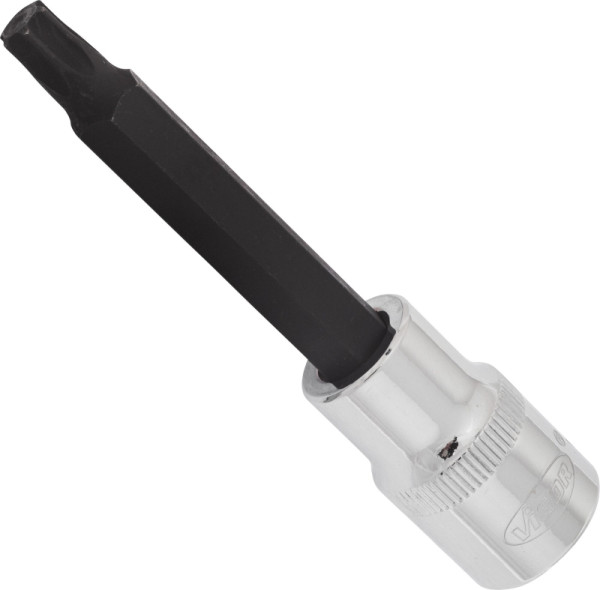 VIGOR TORX Schraubendreher-Einsatz, Vierkant hohl 12,5 mm (1/2 Zoll), Innen TORX Profil, T45, Länge: 100 mm, für Handbetätigung, VE: 5 Stück, V2168