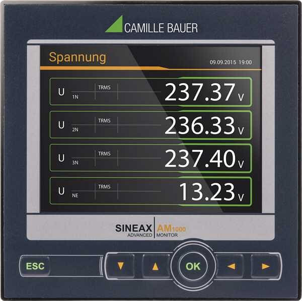 Camille Bauer Multifunktionales Leistungsmessgerät mit Netzanalyse für Messung, Überwachung, Starkstromnetze, Format 96x96mm AM1000-1123 03E, 192753