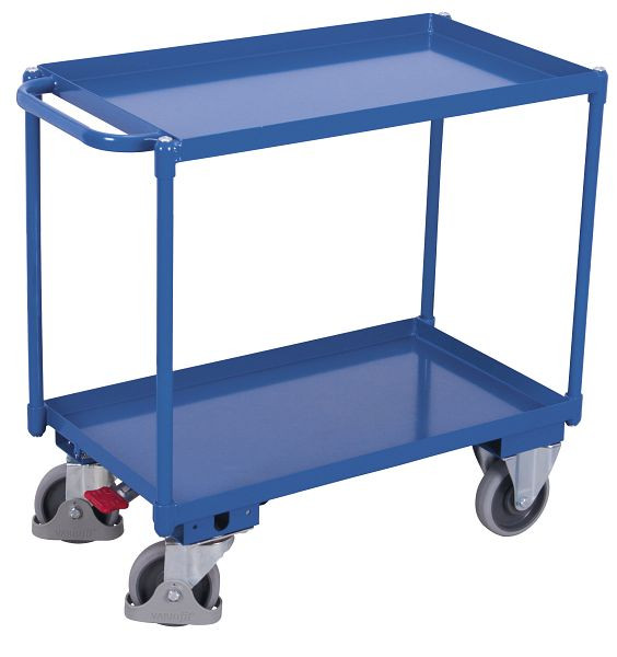 VARIOfit Tischwagen mit 2 Ladeflächen, Außenmaße: 985 x 500 x 910 mm, RAL 5010 enzianblau, sw-500.510