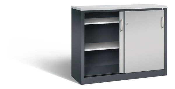 C+P Sideboard mit Schiebetüren Acurado, H1000xB1200xT400mm, Farbe: Schwarzgrau / Weißaluminium, Bügelgriff, 2046-00 S10248