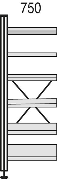 Kerkmann Bibliotheks-Regal Libra, B 750 x T 250 x H 2300 mm, lichtgrau, 52142111