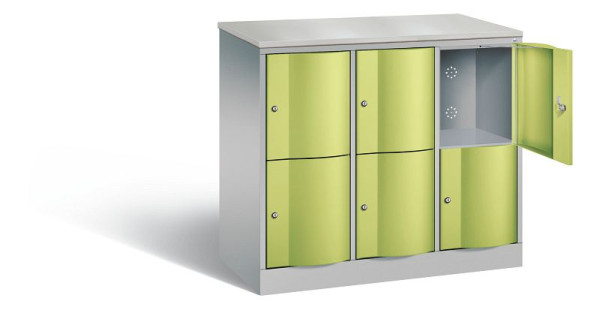 C+P Schließfachschrank Resisto, H1077xB1148xT540mm, Farbe: Weißaluminium / Viridingrün, 8472-372 S10165
