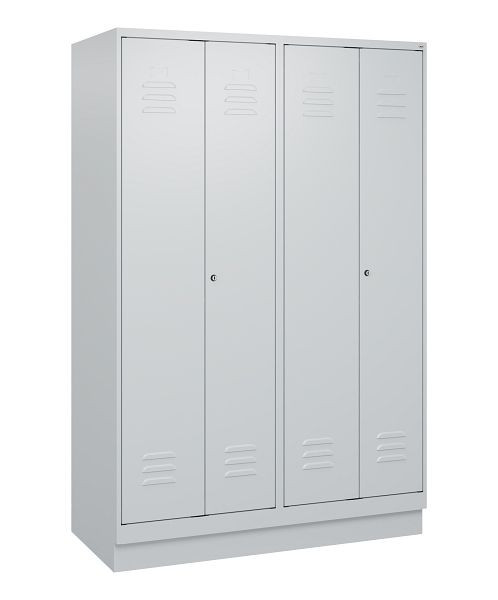 C+P Umkleidespind Classic PLUS, Doppel-Spind, Sockel, 4 Abteile, 1800x1200x500mm, 7035/7035, Zylinderschlösser, 0800227-40P S10024