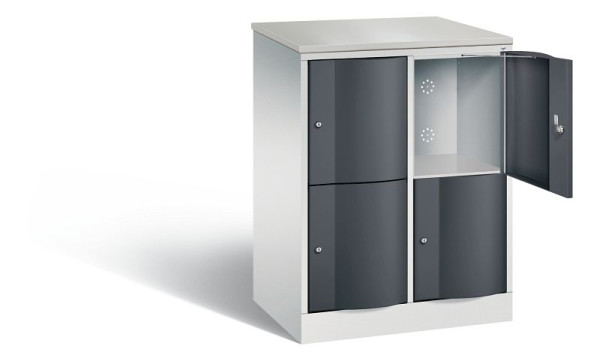 C+P Schließfachschrank Resisto, H1077xB772xT540mm, Farbe: Lichtgrau / Schwarzgrau, 8472-272 S10097