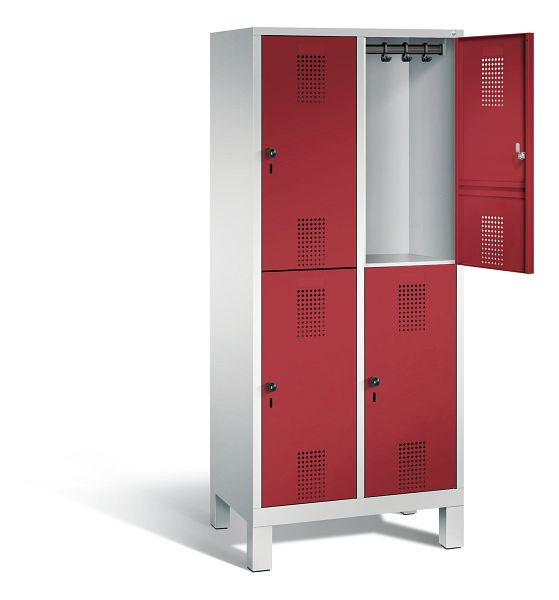 C+P Spind doppelstöckig Evolo, H1850xB810xT500mm, Farbe: Lichtgrau / Rubinrot, 48310-22 S10015