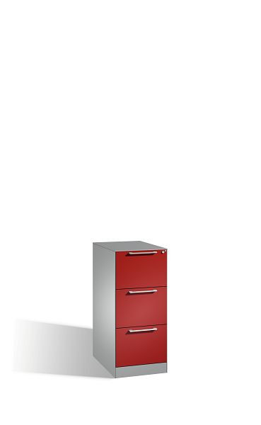 C+P Hängeregistraturschrank Asisto, H1010xB440xT600mm, Farbe: Weißaluminium / Rubinrot, Bügelgriff, 146245-311 S10086