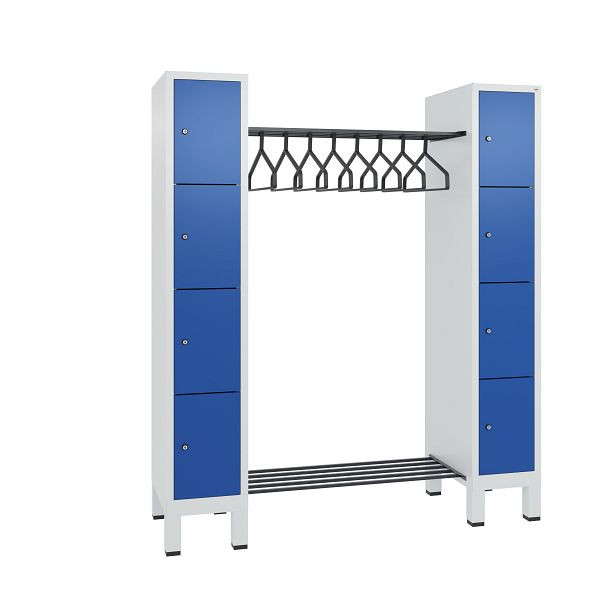 C+P Garderobe Evolo, 8 Fächer, H1850xB1591xT500 mm, Lichtgrau/Enzianblau, 48408-00 S10026