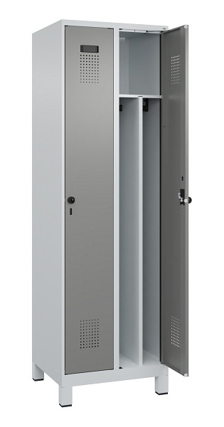 C+P Spind Evolo PLUS, mit Füßen, 2 Abteile, 1950x600x500mm, 7035/0004, Verschluss Drehriegel, 049010-20F S10014