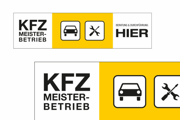 Eichner Banner "Kfz. Meisterbetrieb", Druck 2-farbig (2C) HKS 4K + HKS 88, Größe: H 75 x B 300 cm, 9218-09020-002
