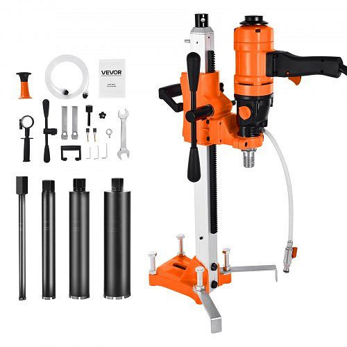 VEVOR Diamantkernbohrmaschine, 202 mm Bohrdurchmesser, 1500 W, 4 Bohrer, Drehzahlen (1000/2500 U/min) für Beton, Ziegel, Stein, SCJGSZKJ4YC4R55DJ001V2