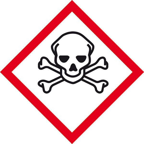 SafetyMarking GHS-Gefahrenpiktogramm, Symbol 06: Totenkopf, BxH 5x5 cm, Folie, selbstklebend, spezieller Oberlächenschutz, 39.0050-06